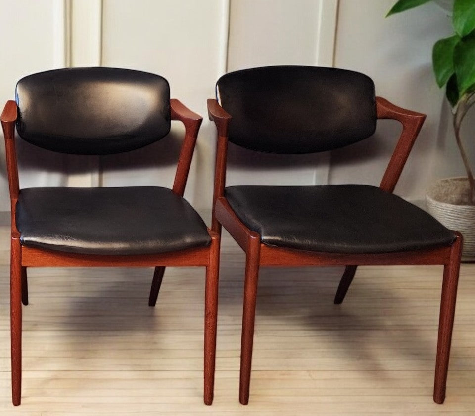 4 REFINISHED Danish MCM Teak Armchairs by Kai Kristiansen, Model 42