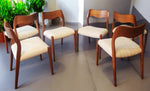 6 RESTORED Danish Mid Century Modern Teak Chairs by Niels O. Møller, Model 71 3