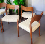 6 RESTORED Danish Mid Century Modern Teak Chairs by Niels O. Møller, Model 71 8