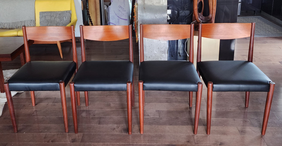 4 REFINISHED REUPHOLSTERED Danish MCM Teak Chairs by P. Volther for Frem Rojle