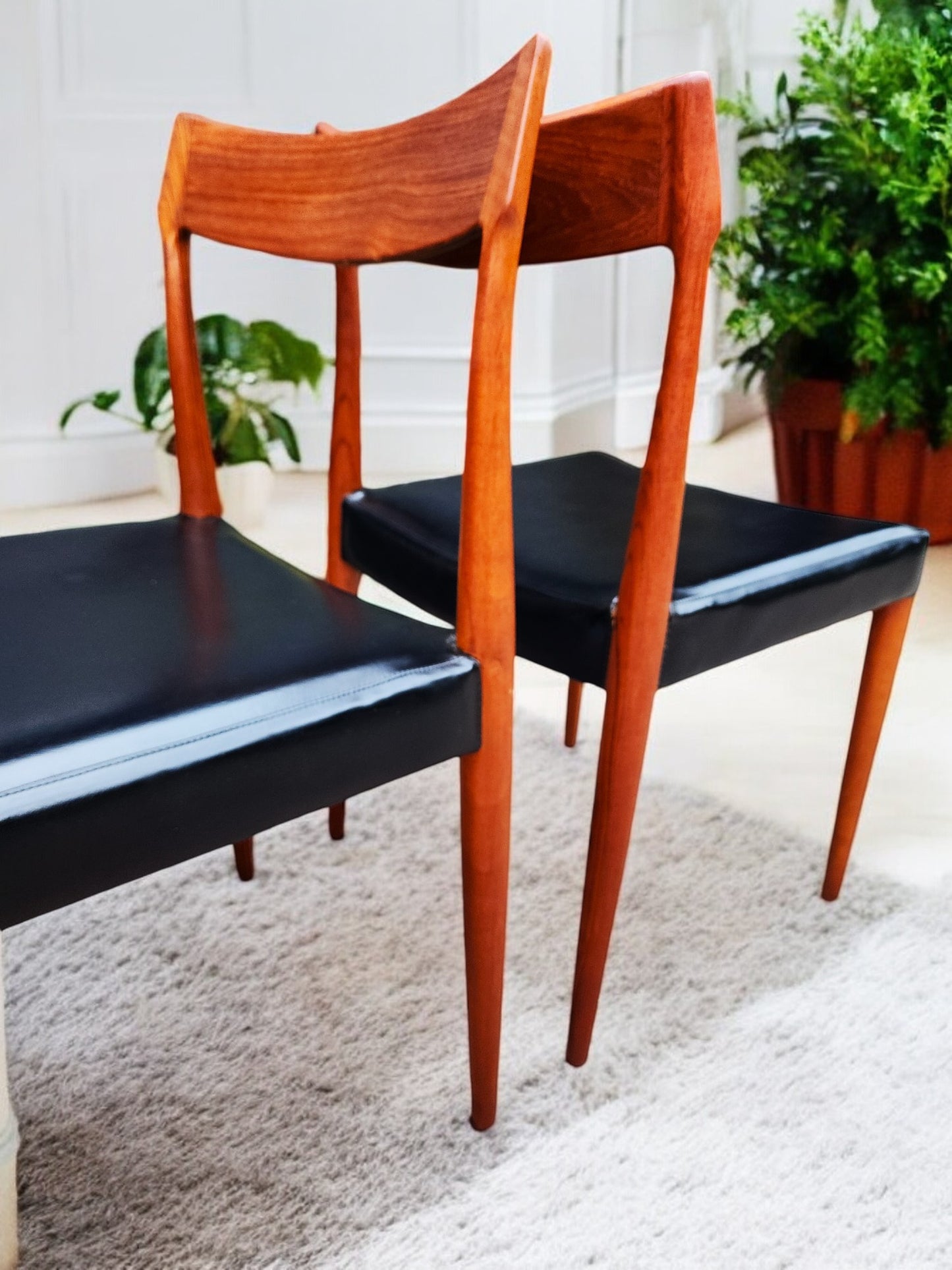 4 RESTORED Danish Mid Century Modern Teak Chairs by Sorø Stolefabrik w wide seats