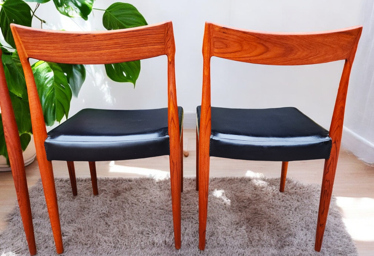 4 RESTORED Danish Mid Century Modern Teak Chairs by Sorø Stolefabrik w wide seats