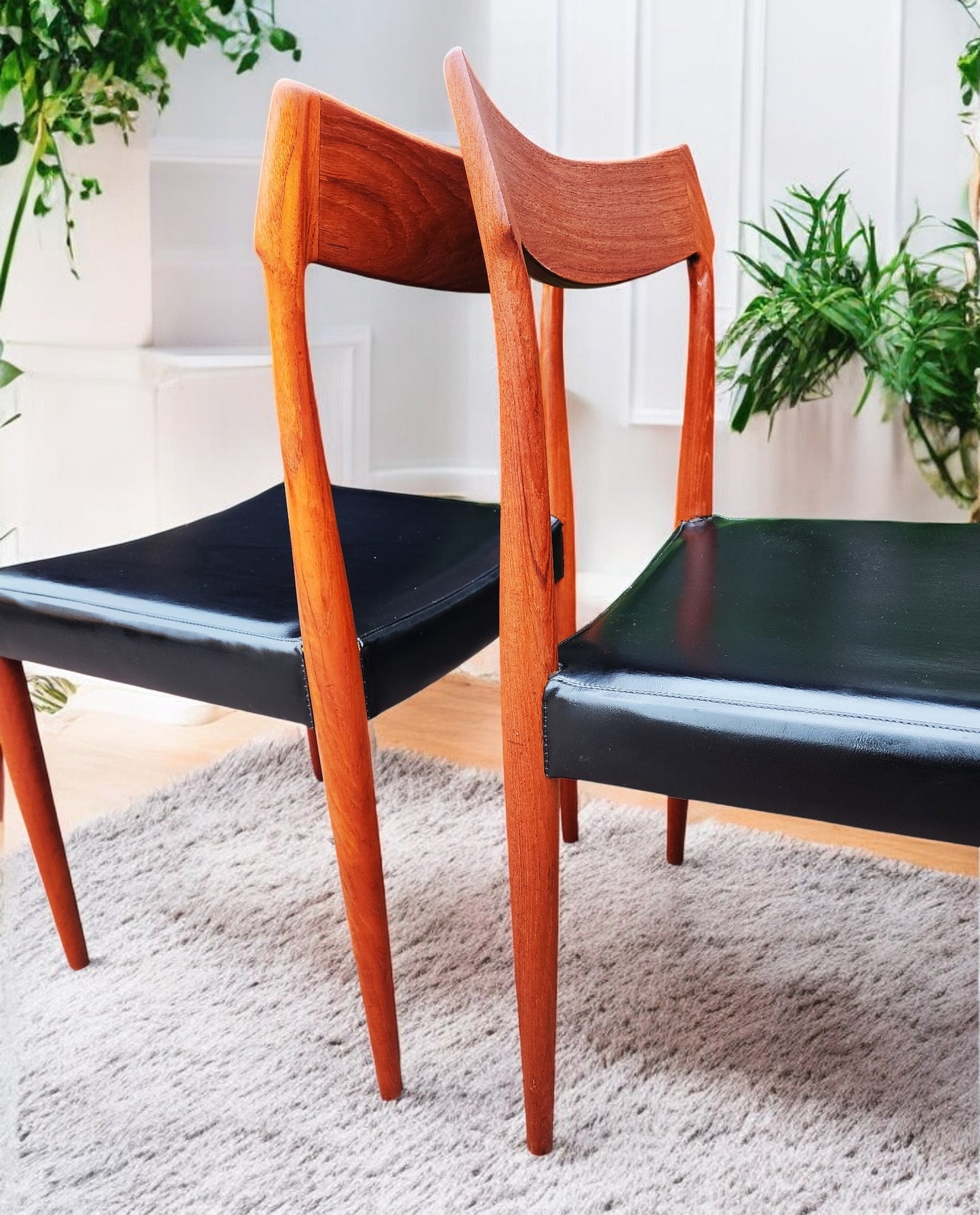 4 RESTORED Danish Mid Century Modern Teak Chairs by Sorø Stolefabrik w wide seats