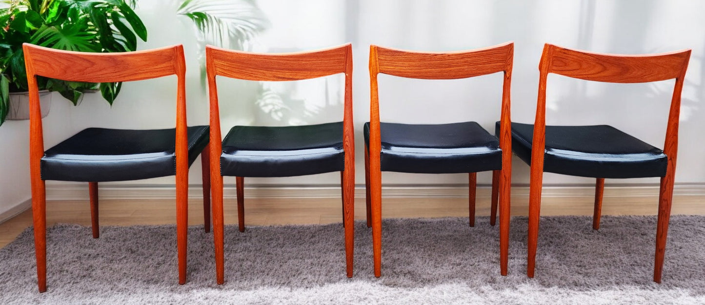 4 RESTORED Danish Mid Century Modern Teak Chairs by Sorø Stolefabrik w wide seats