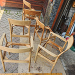 6 REFINISHED will be REUPHOLSTERED Danish Mid Century Modern Teak Chairs by H. Kjærnulf 12
