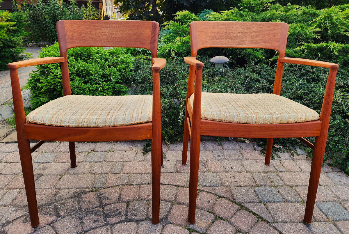 6 REFINISHED will be REUPHOLSTERED Danish Mid Century Modern Teak Chairs by H. Kjærnulf