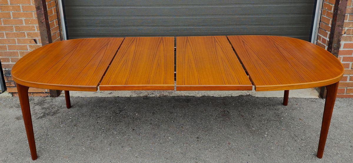 REFINISHED Danish Mid Century Modern Teak Table Oval w 2 Leaves by H. Kjaernulf 60