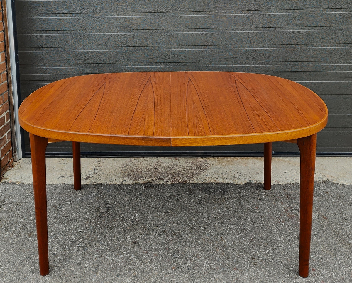 REFINISHED Danish Mid Century Modern Teak Table Oval w 2 Leaves by H. Kjaernulf 60