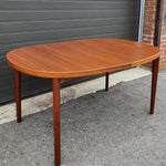 REFINISHED Danish Mid Century Modern Teak Table Oval w 2 Leaves by H. Kjaernulf 60