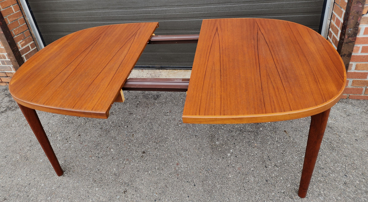 REFINISHED Danish Mid Century Modern Teak Table Oval w 2 Leaves by H. Kjaernulf 60