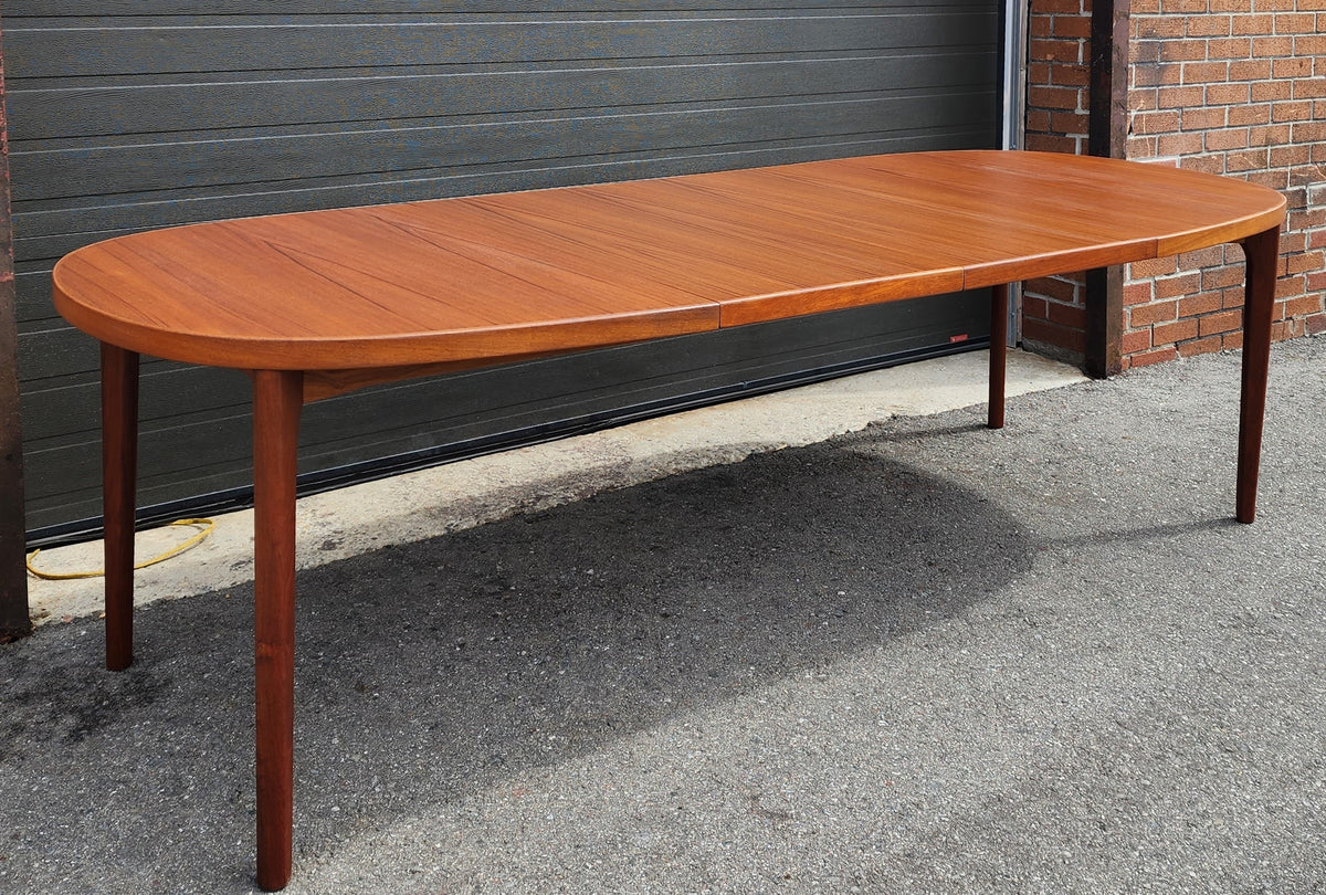 REFINISHED Danish Mid Century Modern Teak Table Oval w 2 Leaves by H. Kjaernulf 60