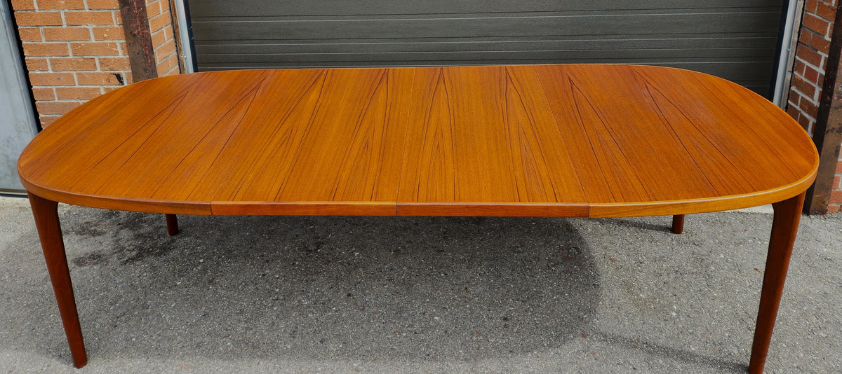 REFINISHED Danish Mid Century Modern Teak Table Oval w 2 Leaves by H. Kjaernulf 60