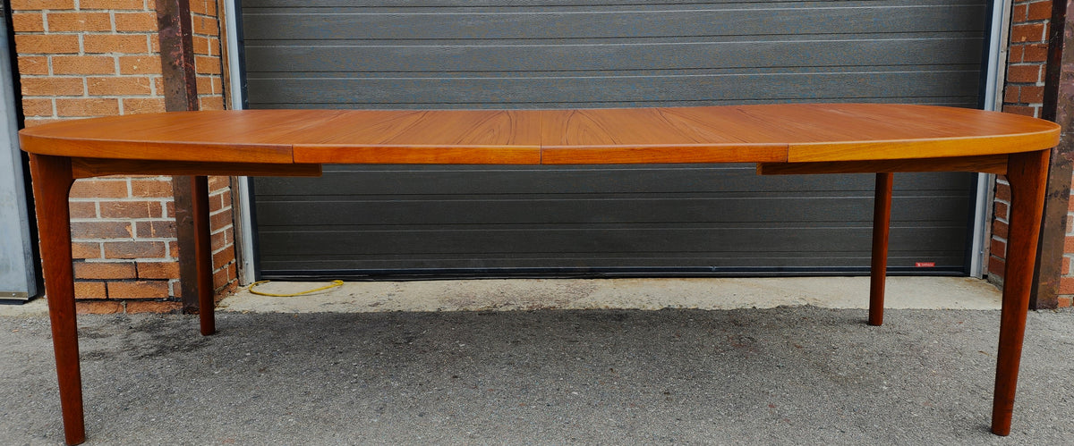 REFINISHED Danish Mid Century Modern Teak Table Oval w 2 Leaves by H. Kjaernulf 60