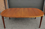 REFINISHED Danish Mid Century Modern Teak Table Oval w 2 Leaves by H. Kjaernulf 60