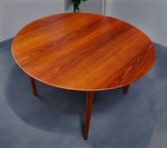 REFINISHED Danish Mid Century Modern Teak Table Round to Oval w 2 Leaves 45