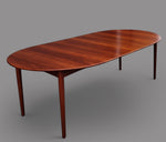 REFINISHED Danish Mid Century Modern Teak Table Round to Oval w 2 Leaves 45