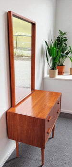 REFINISHED Danish Mid Century Modern Teak Cabinet w 2 Drawers & Free Mirror 6