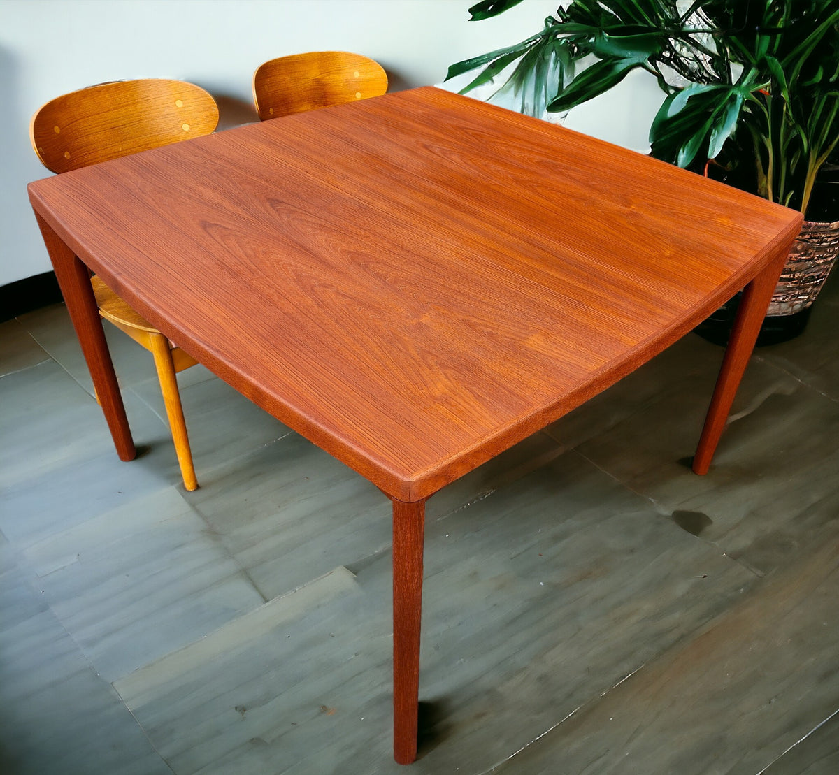 REFINISHED Danish Mid Century Modern Teak Table Draw Leaf 45