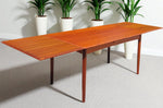 REFINISHED Danish Mid Century Modern Teak Draw Leaf Table 55