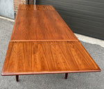 REFINISHED Danish Mid Century Modern Teak Table Draw Leaf,  55