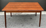 REFINISHED Danish Mid Century Modern Teak Table Draw Leaf,  55