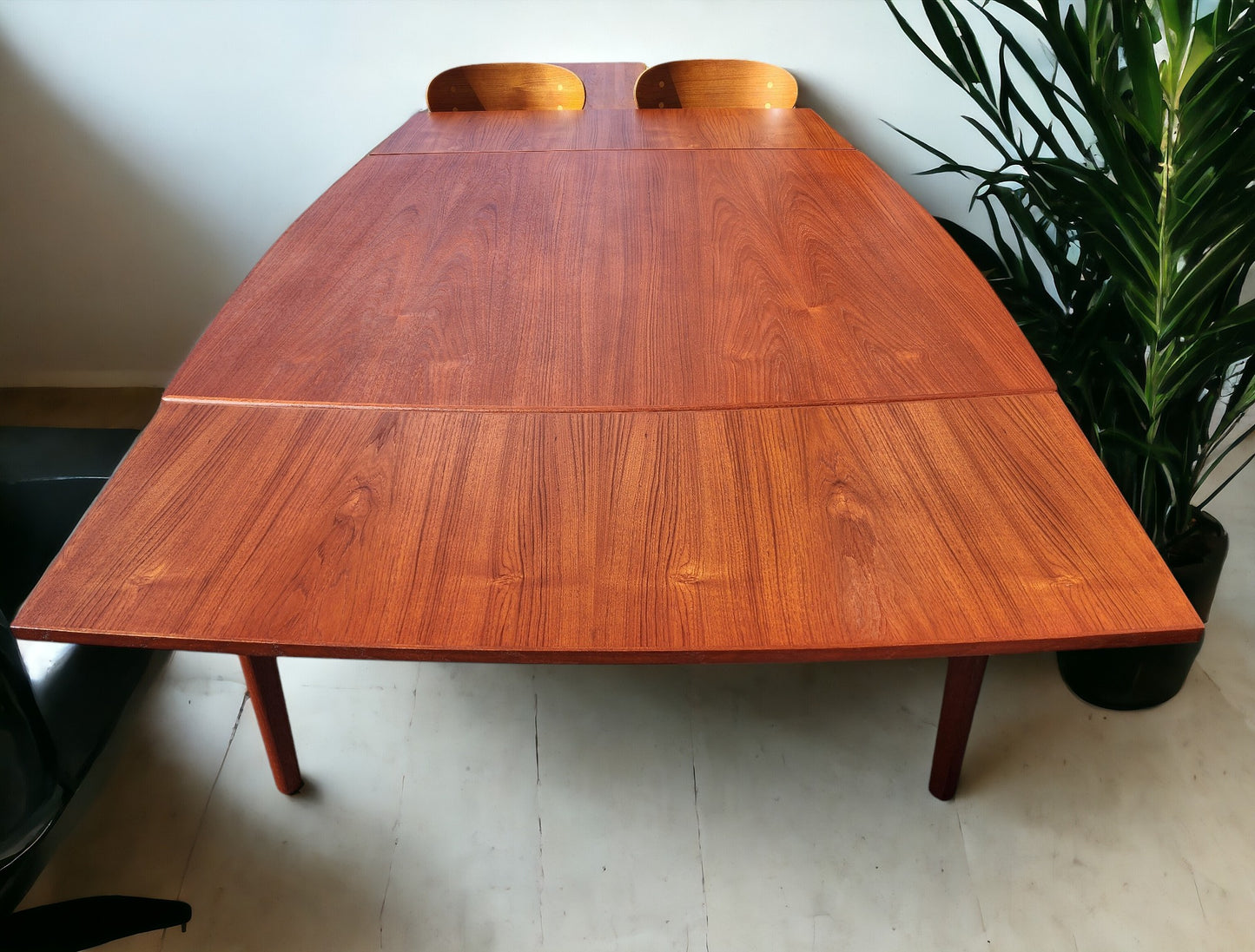 REFINISHED Danish Mid Century Modern Teak Table Draw Leaf 45" - 75"