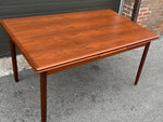 REFINISHED Danish Mid Century Modern Teak Table Draw Leaf,  55