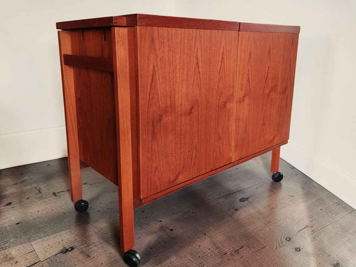 RESTORED Danish MCM Teak Extending Bar Trolley by Niels Erik Glasdam Jensen