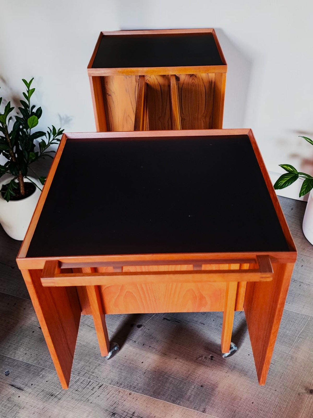RESTORED Danish MCM Teak Extending Bar Trolley by Niels Erik Glasdam Jensen