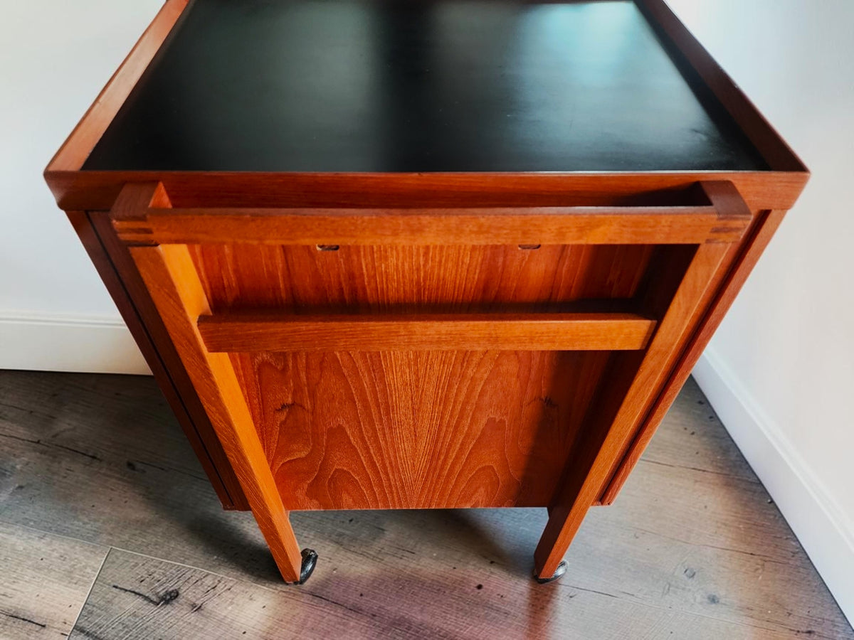 RESTORED Danish MCM Teak Extending Bar Trolley by Niels Erik Glasdam Jensen