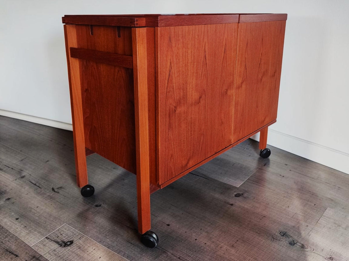 RESTORED Danish MCM Teak Extending Bar Trolley by Niels Erik Glasdam Jensen