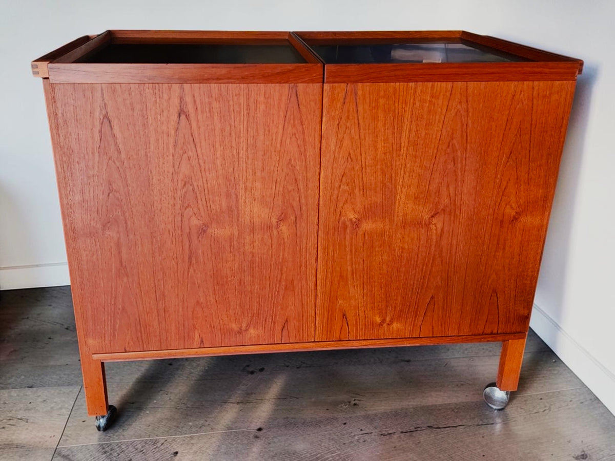RESTORED Danish MCM Teak Extending Bar Trolley by Niels Erik Glasdam Jensen