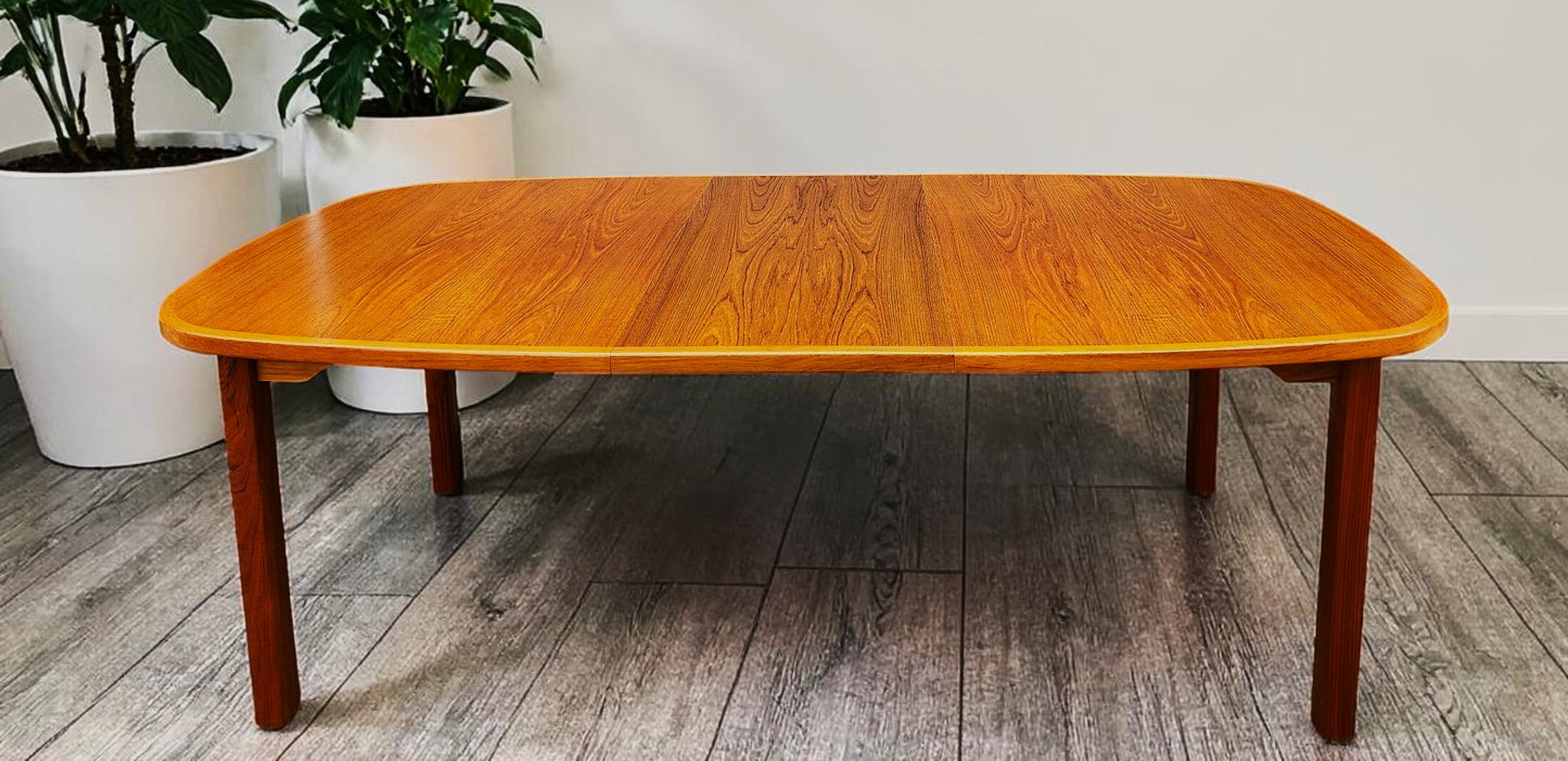 RESTORED Danish MCM Teak Table w 2 Leaves 63"-101" & 6 Chairs