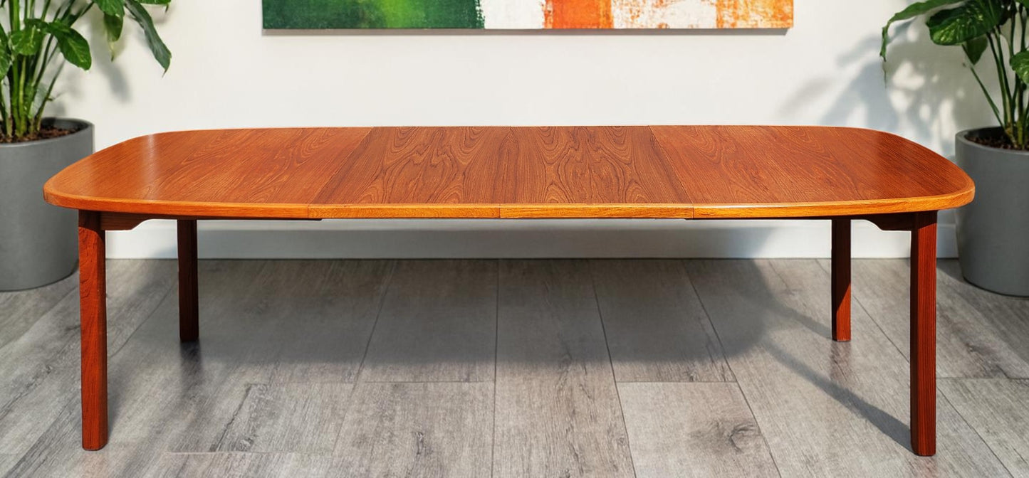 RESTORED Danish MCM Teak Table w 2 Leaves 63"-101" & 6 Chairs