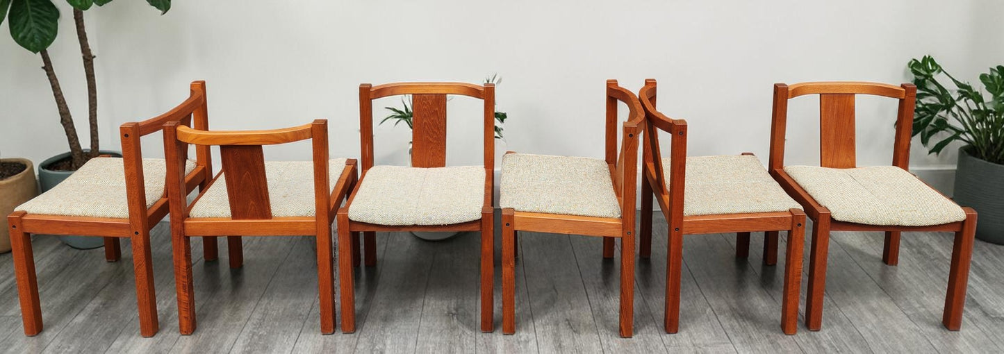 RESTORED Danish MCM Teak Table w 2 Leaves 63"-101" & 6 Chairs