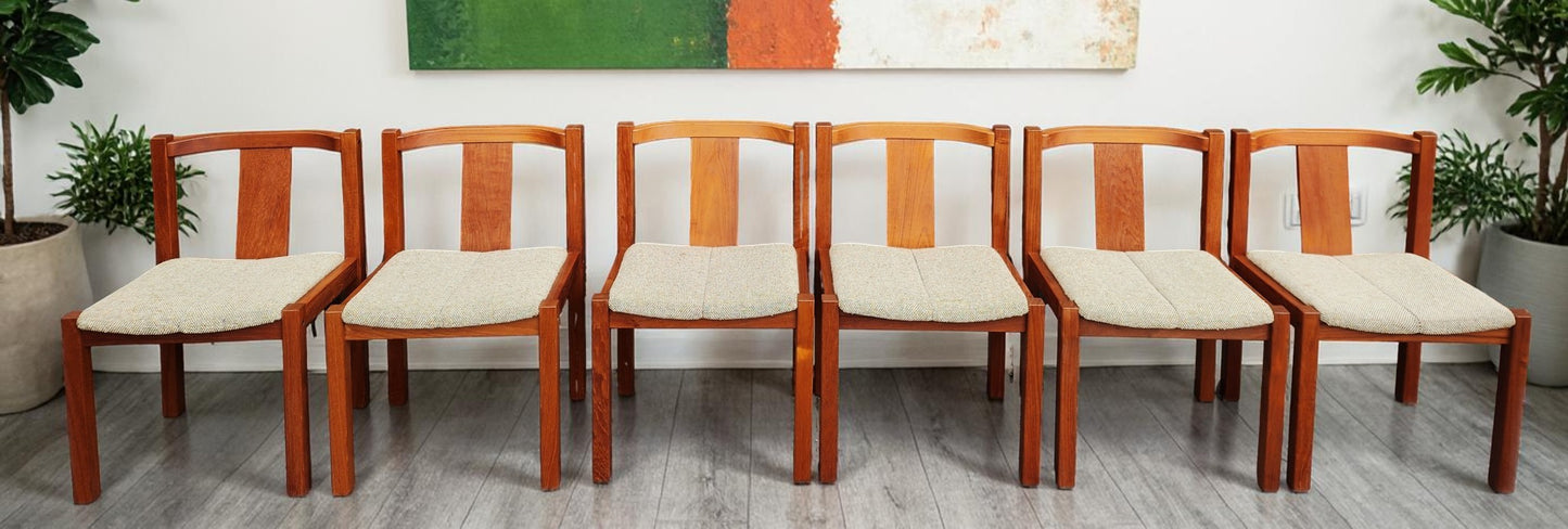 RESTORED Danish MCM Teak Table w 2 Leaves 63"-101" & 6 Chairs
