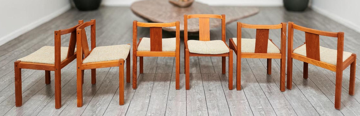 RESTORED Danish MCM Teak Table w 2 Leaves 63"-101" & 6 Chairs