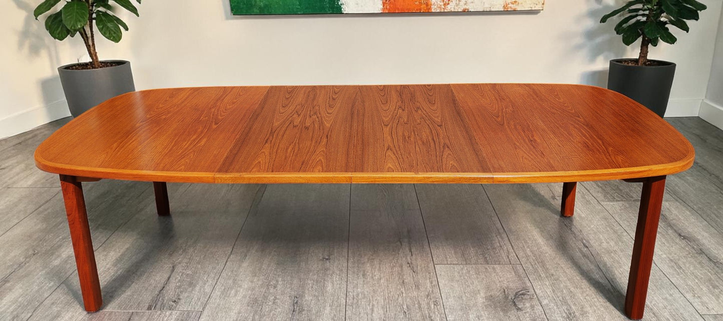 RESTORED Danish MCM Teak Table w 2 Leaves 63"-101" & 6 Chairs