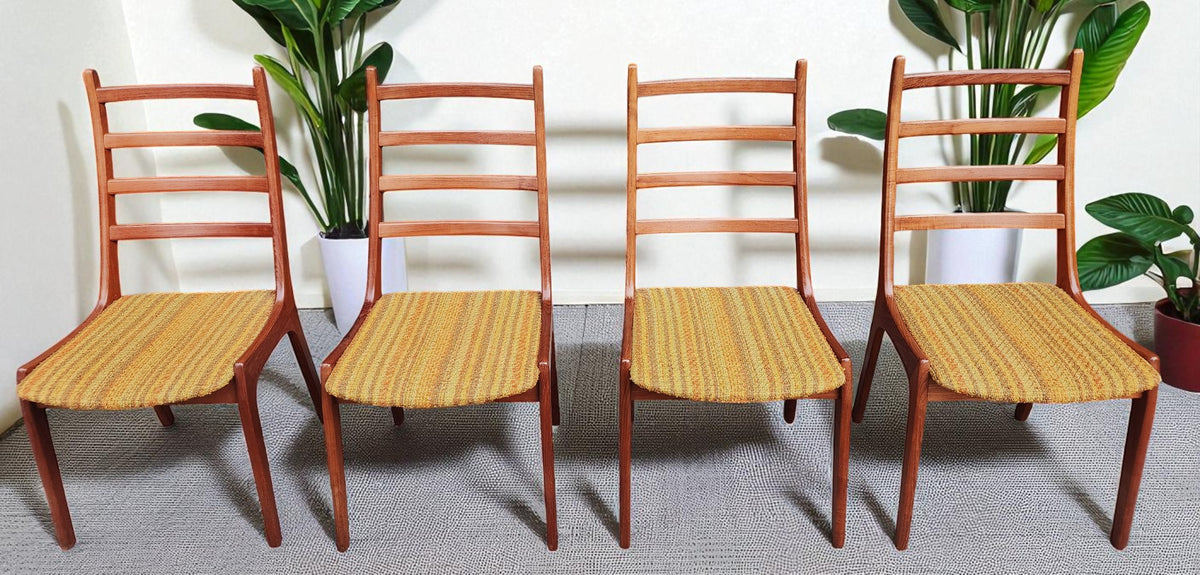 4 RESTORED Danish MCM Teak Ladder-Back Chairs by Kai Kristiansen for Korup Stolefabrik