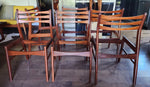 Choose Fabric***6 REFINISHED Danish Mid Century Modern Teak Chairs Ladder Back 3