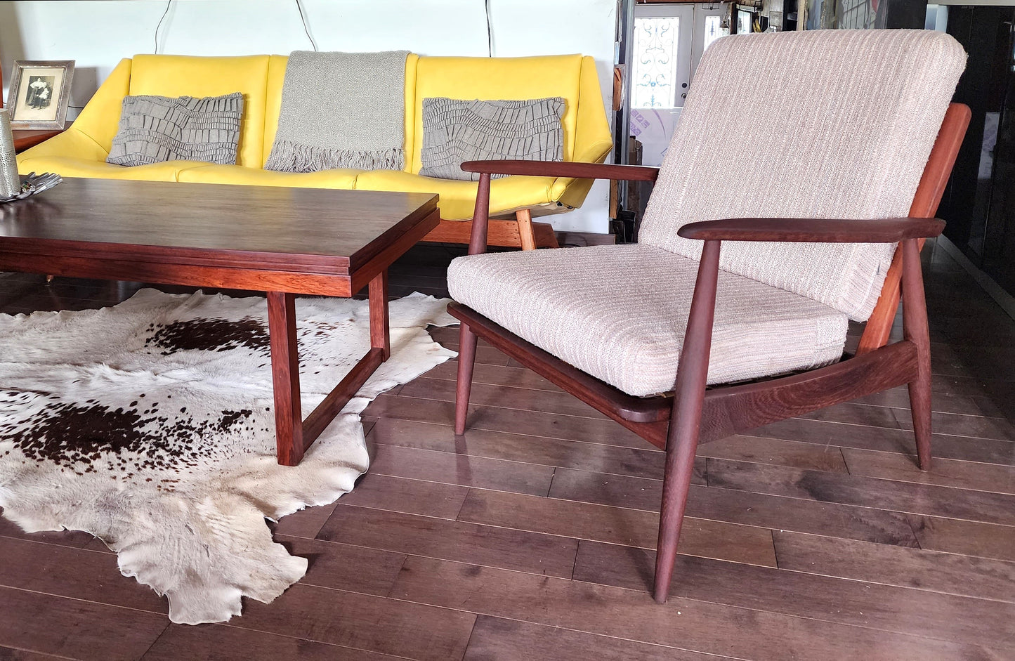 REFINISHED Danish Mid Century Modern Teak Lounge Chair will get NEW CUSHIONS