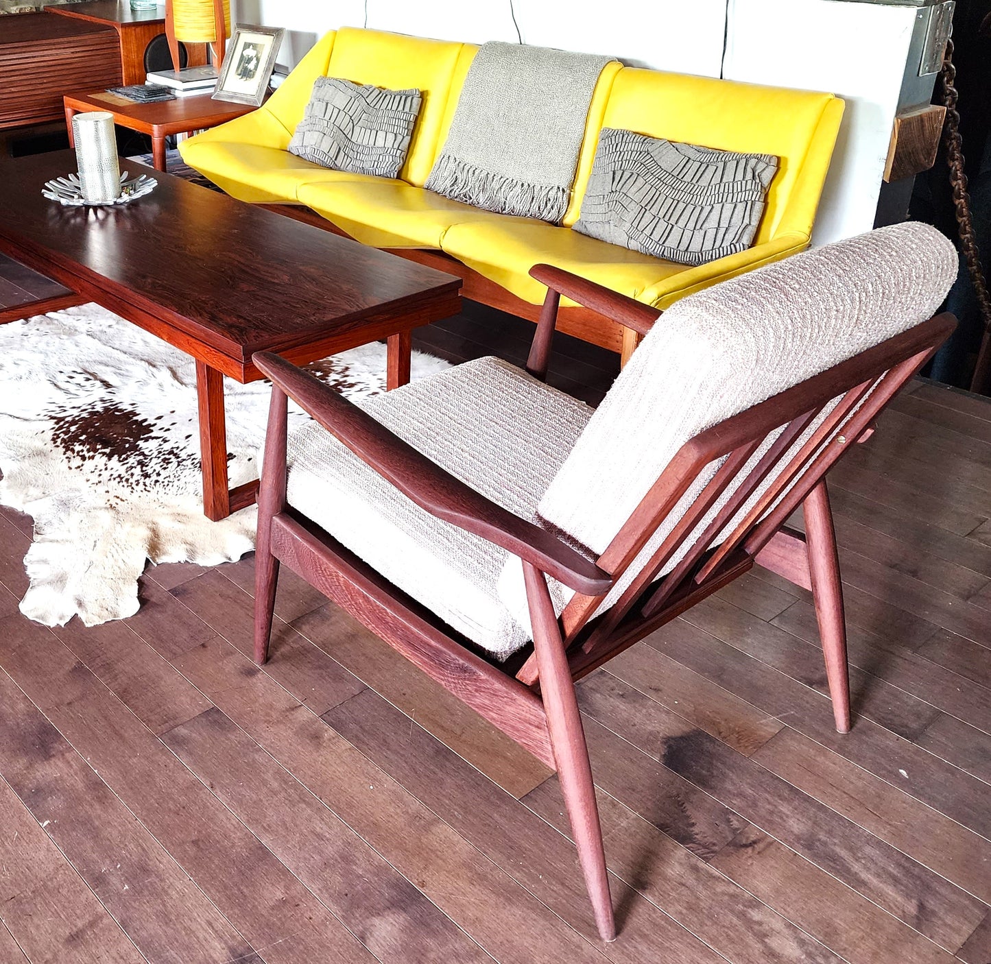 REFINISHED Danish Mid Century Modern Teak Lounge Chair will get NEW CUSHIONS