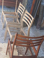 Choose Fabric***6 REFINISHED Danish Mid Century Modern Teak Chairs Ladder Back 15