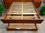 REFINISHED Danish MCM Queen Teak Bed w Nightstands & Storage by Uldum 10