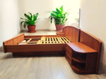 REFINISHED Danish MCM Queen Teak Bed w Nightstands & Storage by Uldum 4