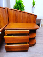 REFINISHED Danish MCM Queen Teak Bed w Nightstands & Storage by Uldum 8