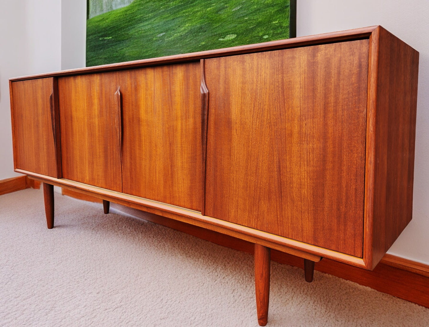 REFINISHED Danish Mid Century Modern Teak Sideboard by Gunni Omann 79"