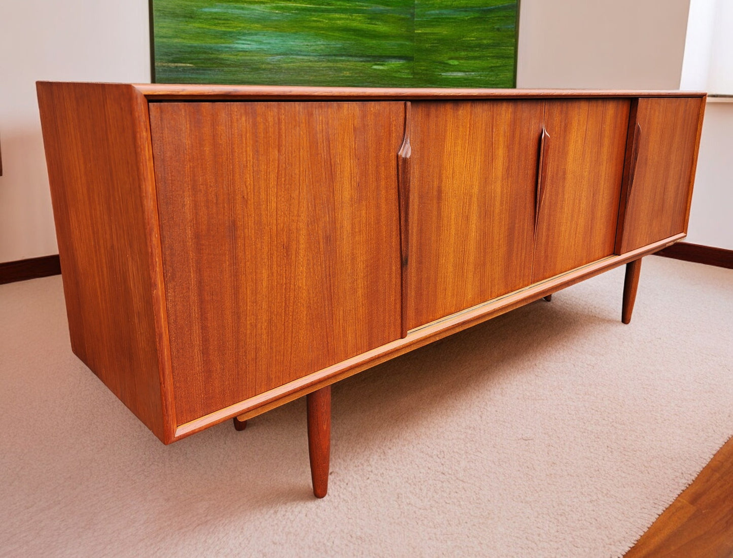 REFINISHED Danish Mid Century Modern Teak Sideboard by Gunni Omann 79"