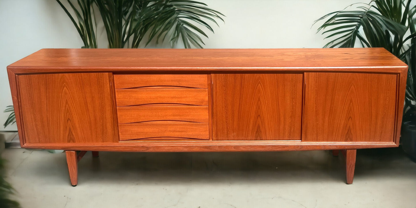 REFINISHED Danish Mid Century Modern Teak Sideboard by Gunni Omann for ACO, 95"