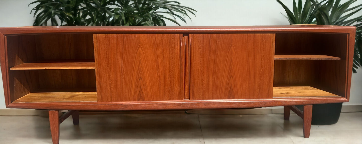 REFINISHED Danish Mid Century Modern Teak Sideboard by Gunni Omann for ACO, 95"